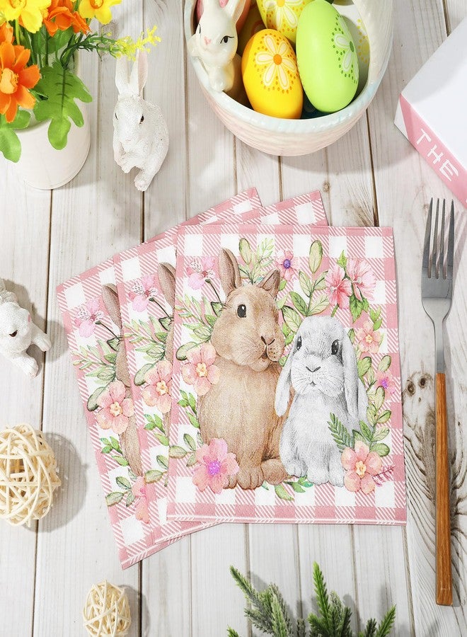 JarThenaAMCS مناديل ورقية من JarThenaAMCS، 80 قطعة، بنقشة أرنب وزهرة، بنقوش ربيعية مربعة، مناسبة للغداء والعشاء، للاستخدام مرة واحدة، مثالية لحفلات الأعياد وتزيين الطاولات. - Image 4